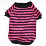 Kane & Couture Freddy Shirt for Pets, Large, Cranberry/Black Stripes