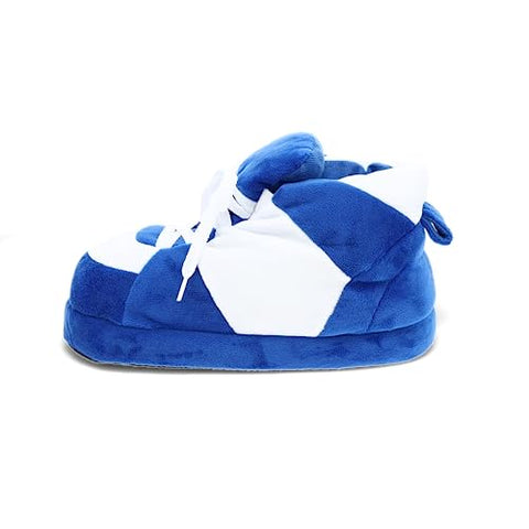 Happy Feet Sneaker Slippers - Blue/White, Large