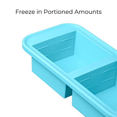 Souper Cubes 2 Cup Freezer Tray With Lid - Aqua - 2-Pack