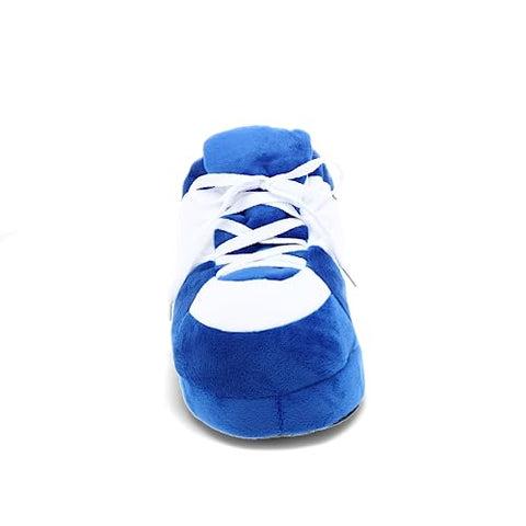 Happy Feet Sneaker Slippers - Blue/White, Large