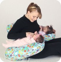 Twin Z Pillow with Cream Cover - 6-in-1 Twin Pillow, Breastfeeding