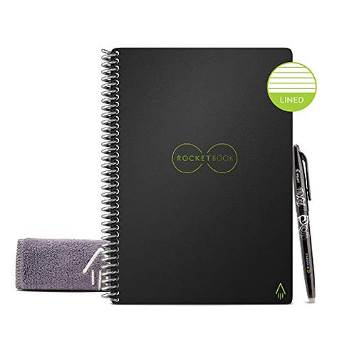 Rocketbook Core Reusable Smart Notebook - Digitally Connected Notebook, 6" x 8.8", Infinity Black