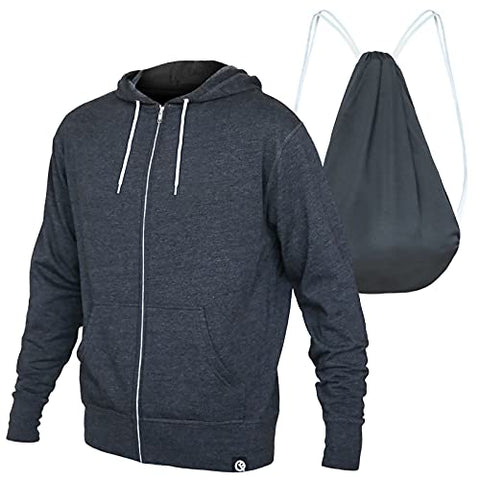 Quikflip 2-in-1 Reversible Backpack Hoodie - Unisex Full-Zip Hero Hoodie Lite - Charcoal