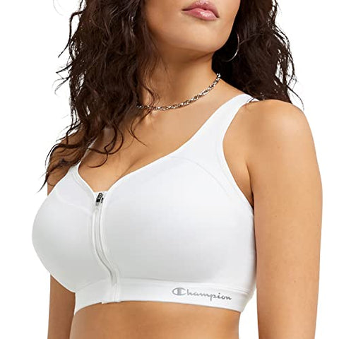 Champion Motion Control Zip Sports Bra, White, 40DD US