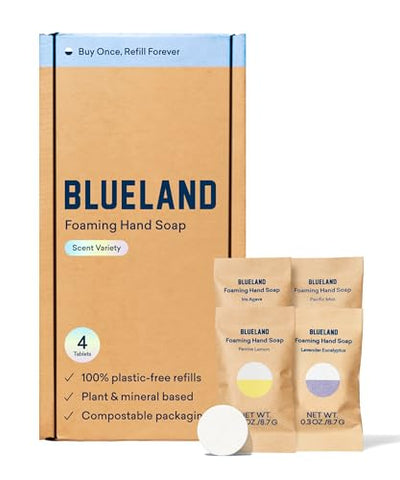 BLUELAND Foaming Hand Soap Tablet Refills 4 Pack, Variety Pack Scents