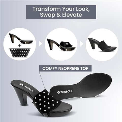 Onesole Original Interchangeable Shoe Kit - Black Wedge Sandals