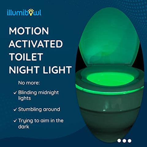 IllumiBowl Toilet Night Light - Multi-Color, Motion Sensor