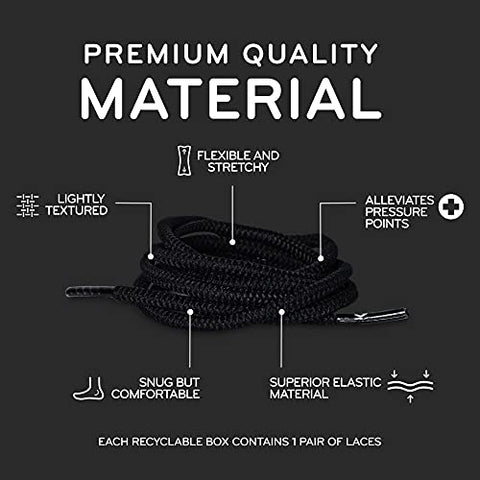 THE ORIGINAL STRETCHLACE Elastic Shoe Laces, 40" Inches, Black