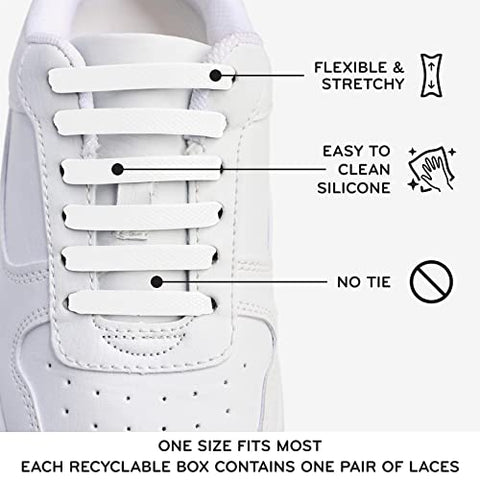 THE ORIGINAL STRETCHLACE Stretchy Tieless Silicone Shoelaces, White