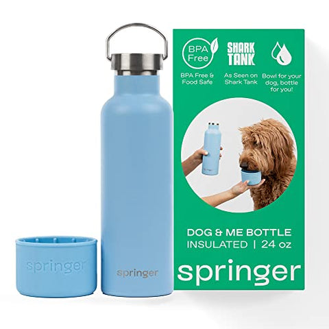 Springer Dog and Me 24oz Stainless Steel Insulated Water Bottle, Sky Blue