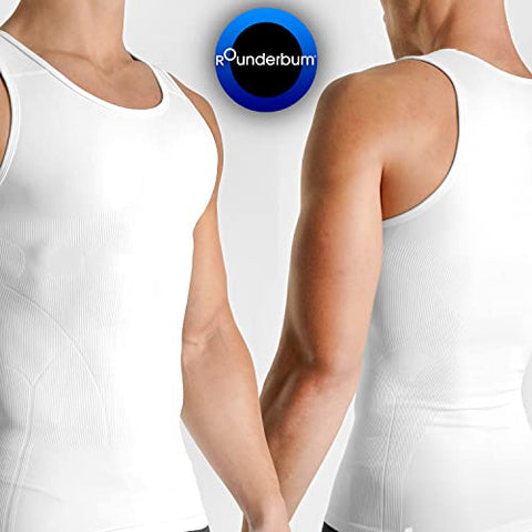Rounderbum Mens Underwear - Slim fit Cotton Tank Top - White - Large