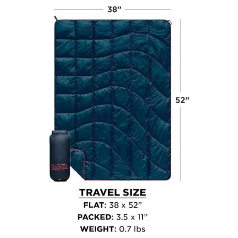Rumpl The NanoLoft Puffy Blanket - Indoor Outdoor Camping Blanket, 38"x52", Deepwater