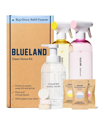 BLUELAND Clean Home Kit 3 Reusable Bottles + 3 Tablet Refills