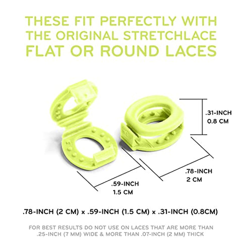 StretchLace Shoelace Knot Clips, Neon Green