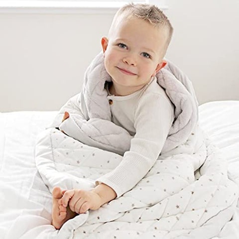 DREAMLAND BABY 4lb Weighted Blanket for Kids, White with Grey Stars