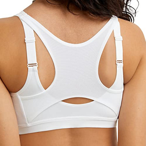 Champion Motion Control Zip Sports Bra, White, 40DD US