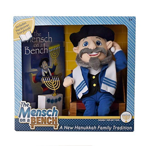 Mensch on a Bench Hanukkah Decor with Book