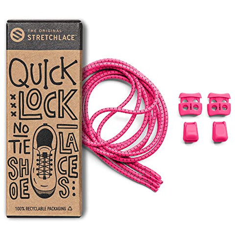 THE ORIGINAL STRETCHLACE Quick Lock No Tie Shoelaces, Pink