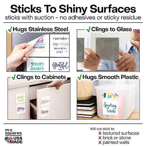 M.C. Squares Reusable Sticky Notes - 3x3 Floral Stickies, 6-Pack, Wet and Dry Erase