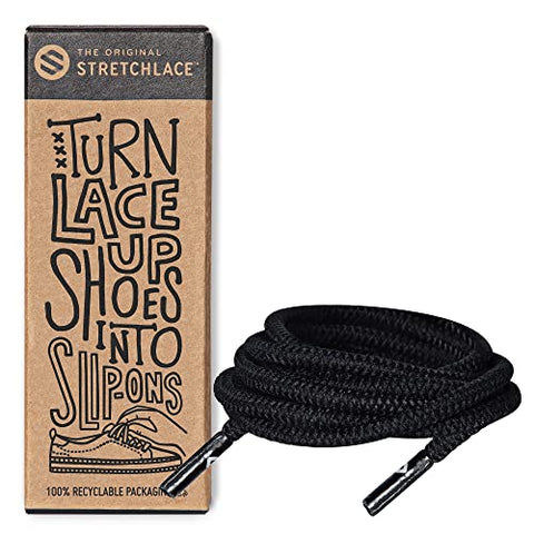 THE ORIGINAL STRETCHLACE Elastic Shoe Laces, 40" Inches, Black