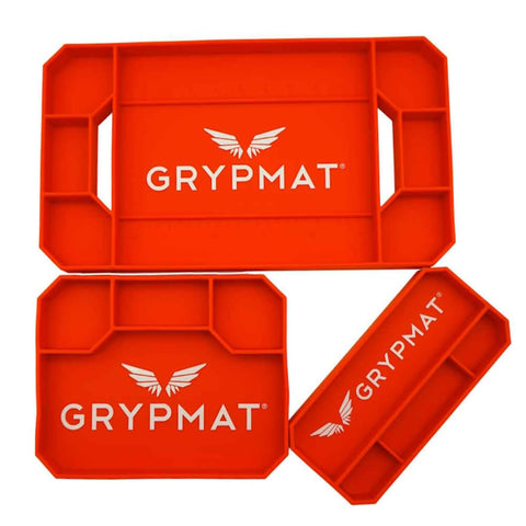 Grypmat Plus Silicone Tool Tray - Non-Slip, Flexible - Trio Pack Orange
