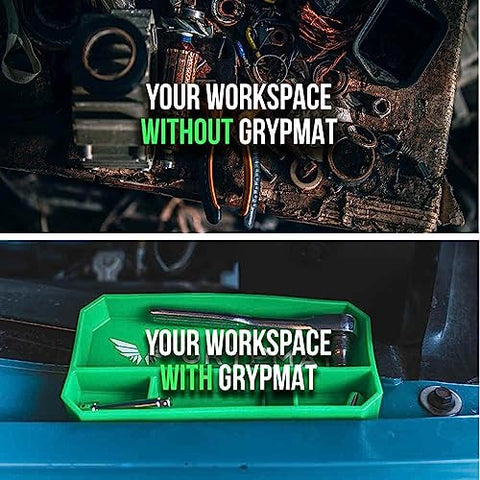 Grypmat Plus Tool Box Organizer - Non-slip (Small, Green)