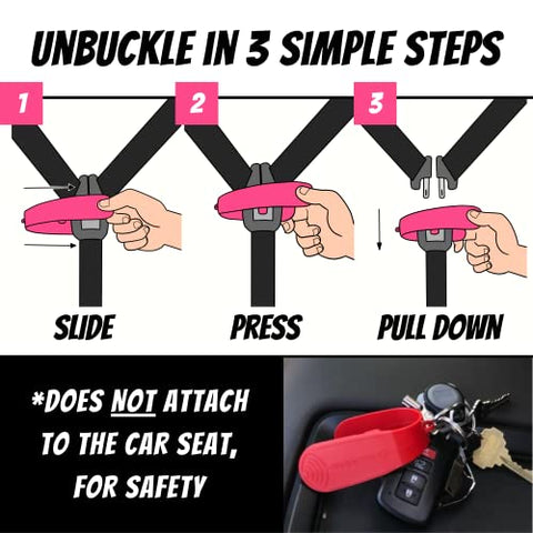 UnbuckleMe Car Seat Buckle Release Tool - Easy Opener Aid (Pink)