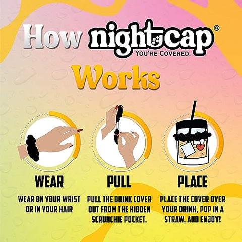 Nightcap The Original Drink Cover Scrunchie – Reusable - Black