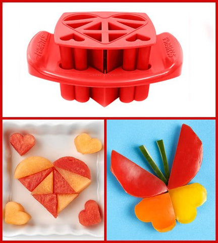 FunBites Food Cutter Set, Green Squares, Red Hearts, Blue Triangles