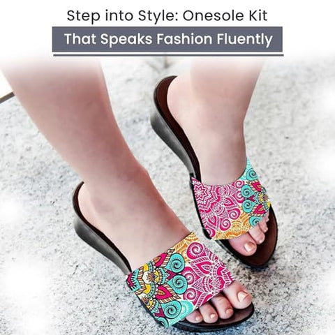 Onesole Sandal Mandala Fun Top, Women's Wedge Sandals, Mandala Print