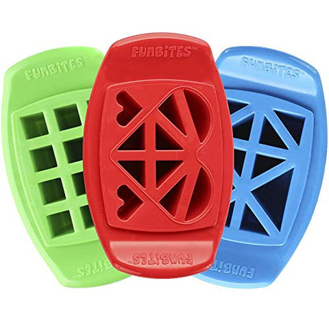 FunBites Food Cutter Set, Green Squares, Red Hearts, Blue Triangles