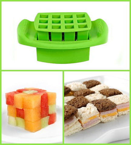 FunBites Food Cutter Set, Green Squares, Red Hearts, Blue Triangles