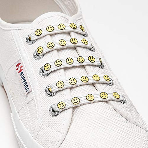 U-Lace SiliPrint Woven Graphic Shoelaces - Smiley Face