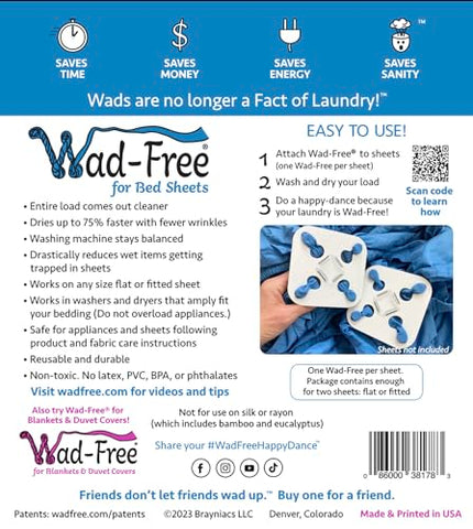 Wad-Free Bed Sheet Detangler - Prevents Laundry Tangles - Made in USA