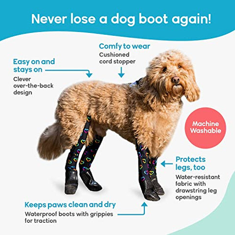 WALKEE PAWS Dog Boot Leggings, Hearts, Small