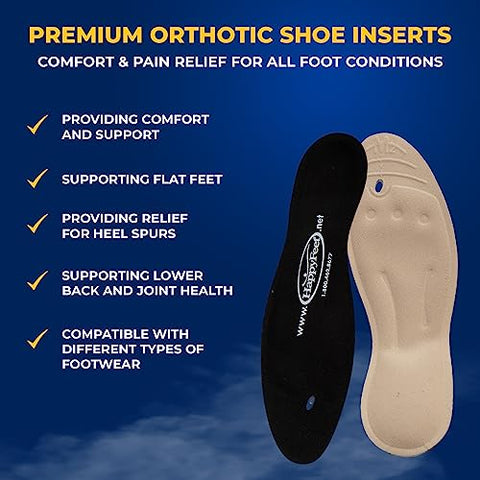 Happy Feet Plantar Fasciitis Flat Feet Orthotic High Arch Support Gel Insert Shoe Insoles - XL