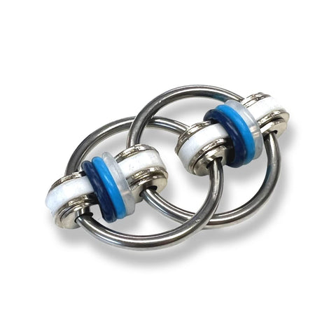 FIDGETLAND Stephie - Bike Chain Fidget | Solid Rings | Size M (White, Aqua, Blue)