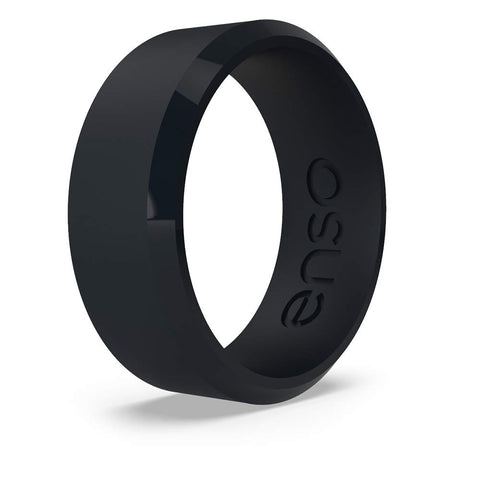 Enso Rings Bevel Classic Silicone Wedding Ring – Obsidian, Size 10