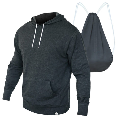 Quikflip Reversible Backpack Hoodie - Unisex Pullover Hero Hoodie Lite - Charcoal