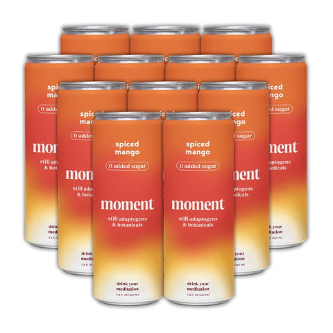 Moment Botanical Water STILL Spiced Mango L-Theanine (12 Cans)