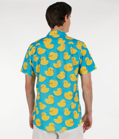 Tipsy Elves Men's Vacation Rubber Ducky Hawaiian Shirt, Large