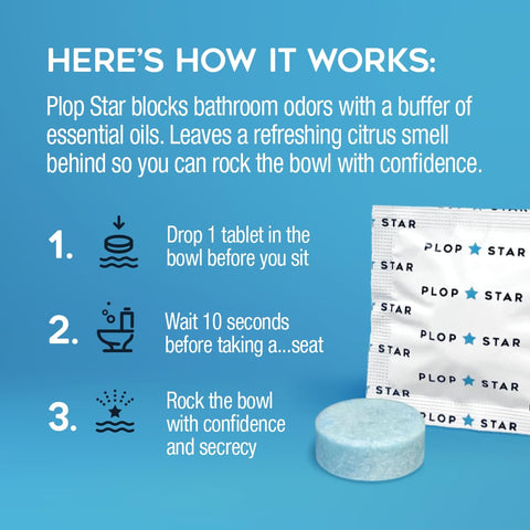 Plop Star - Discreet Bathroom Deodorizer - Toilet Tablets, 30 Pack
