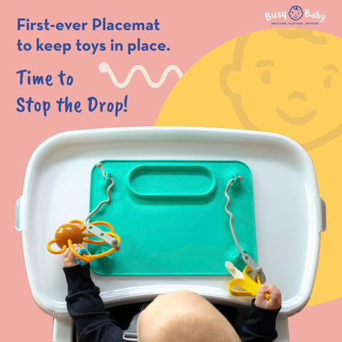 BUSY BABY Silicone Placemat - Built-in Suction Cups - Spearmint