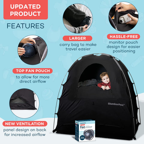 SlumberPod The Official Blackout Sleep Tent for Pack and Play, Black
