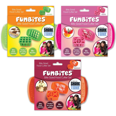 FunBites Set of 3 Food Cutters, Green, Pink, Orange