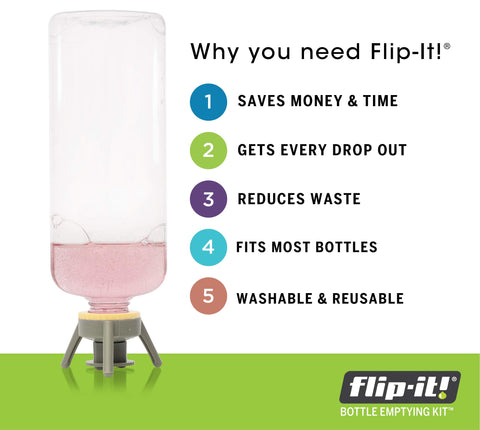 Flip-It! Bottle Emptying Kit - 6 Pack - Fits most bottles - Pastel Color Edition