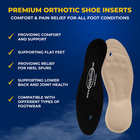 Happy Feet Plantar Fasciitis Flat Feet Orthotic High Arch Support Gel Insert Shoe Insoles - M2