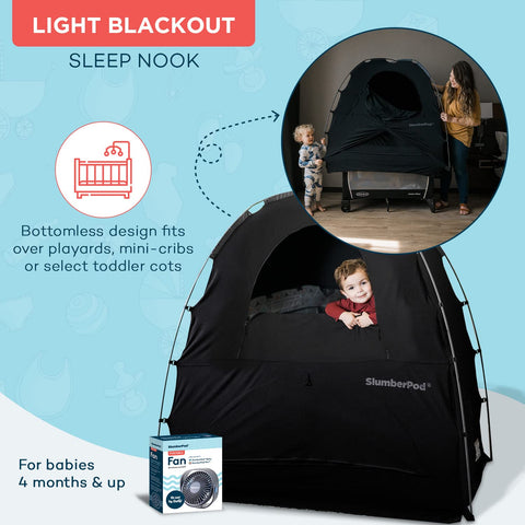 SlumberPod The Official Blackout Sleep Tent for Pack and Play, Black