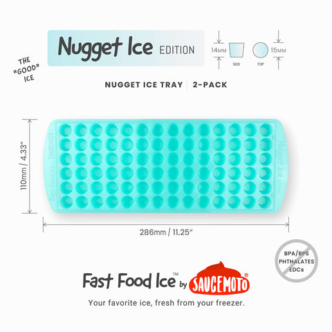 SAUCEMOTO Nugget Ice Cube Tray 2 Pack - Mini Ice Maker Mold