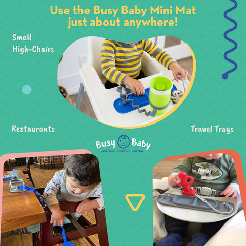 BUSY BABY MAT - Mini Suction Placemat with Adjustable Tethers - Pewter